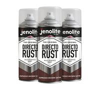 JENOLITE Directorust Spray Paint Satin Finish | ESPRESSO BROWN | 3 x 400ml | Direct To Rust Spray Paint For Metal | All-In-One Multi Surface Paint for Metal, Wood, Plastic, Ceramic | RAL 8017