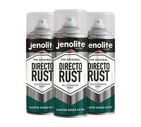 JENOLITE Directorust Spray Paint Satin Finish | HUNTER GREEN | 3 x 400ml | Direct To Rust Spray Paint For Metal | All-In-One Multi Surface Paint for Metal, Wood, Plastic, Ceramic | RAL 6028