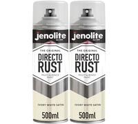 JENOLITE Directorust Spray Paint Satin Finish | IVORY WHITE | 2 x 500ml | Direct To Rust Spray Paint For Metal| All-In-One Multi Surface Paint for Metal, Wood, Plastic, Ceramic | RAL 1013