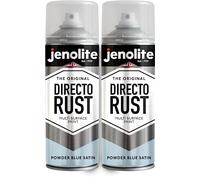 JENOLITE Directorust Spray Paint Satin Finish | POWDER BLUE | 2 x 400ml | Direct To Rust Spray Paint For Metal | All-In-One Multi Surface Paint for Metal, Wood, Plastic, Ceramic | RAL 240 80 10
