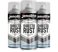 JENOLITE Directorust Spray Paint Satin Finish | POWDER BLUE | 3 x 400ml | Direct To Rust Spray Paint For Metal | All-In-One Multi Surface Paint for Metal, Wood, Plastic, Ceramic | RAL 240 80 10
