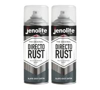 JENOLITE Directorust Spray Paint Satin Finish | SLATE GREY | 2 x 400ml | Direct To Rust Spray Paint For Metal | All-In-One Multi Surface Paint for Metal, Wood, Plastic, Ceramic | RAL 7031
