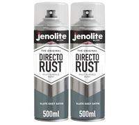 JENOLITE Directorust Spray Paint Satin Finish | SLATE GREY | 2 x 500ml | Direct To Rust Spray Paint For Metal | All-In-One Multi Surface Paint for Metal, Wood, Plastic, Ceramic | RAL 7031
