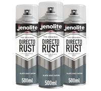 JENOLITE Directorust Spray Paint Satin Finish | SLATE GREY | 3 x 500ml | Direct To Rust Spray Paint For Metal | All-In-One Multi Surface Paint for Metal, Wood, Plastic, Ceramic | RAL 7031