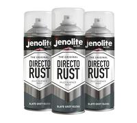 JENOLITE Directorust Spray Paint Slate Grey Gloss 3 x 400ml Direct To Rust | Multi-Surface Spray Paint for Metal, Wood, Plastic, All-In-One Primer, Undercoat and Topcoat for Interior & Exterior use