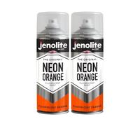 JENOLITE Fluorescent Spray Paint | NEON ORANGE | 2x400ml | Premium High Visibility Neon Spray Paint | Multi Surface High Viz Paint | Ideal for Hobbies, Graffiti-Art, Crafting & Safety Marking