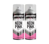JENOLITE Fluorescent Spray Paint | NEON PINK | 2x400ml | Premium High Visibility Neon Spray Paint | Multi Surface High Viz Paint | Ideal for Hobbies, Graffiti-Art, Crafting & Safety Marking