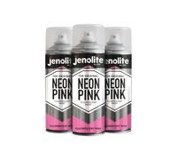 JENOLITE Fluorescent Spray Paint | NEON PINK | 3x400ml | Premium High Visibility Neon Spray Paint | Multi Surface High Viz Paint | Ideal for Hobbies, Graffiti-Art, Crafting & Safety Marking