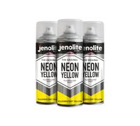 JENOLITE Fluorescent Spray Paint | NEON YELLOW | 3x400ml | Premium High Visibility Neon Spray Paint | Multi Surface High Viz Paint | Ideal for Hobbies, Graffiti-Art, Crafting & Safety Marking