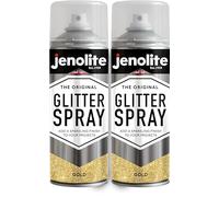 JENOLITE Glitter Spray Paint | GOLD | 2 x 400ml | Multi Surface Glitter Spray Paint | Ideal for Artistic Projects : Perfect for Picture Frames, Mirrors, Ornaments & Crafting