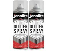 JENOLITE Glitter Spray Paint Red 2 x 400ml Multi-Surface Sparkle | Fine Red Glitter Spray for Artistic & Decorative Projects - Multi-Surface for Frames, Mirrors, Ornaments & Seasonal Décor