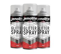JENOLITE Glitter Spray Paint Red 3 x 400ml Multi-Surface Sparkle | Fine Red Glitter Spray for Artistic & Decorative Projects - Multi-Surface for Frames, Mirrors, Ornaments & Seasonal Décor