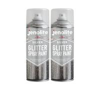 JENOLITE Glitter Spray Paint | Silver Glitter Spray in Clear Sealant | 2x400ml | Clear Lacquer with Fine Sparkle | Multi-Surface | Ideal for Picture Frames, Mirrors, Ornaments & Crafting