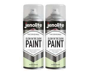 JENOLITE Glow In The Dark Spray Paint | NIGHT GLOW LUMINOUS PAINT | Glow In The Dark Multi-Surface Lacquer | Only Visible In The Dark | Ideal For Art, Craft, Safety Signage | 2 x 400ml