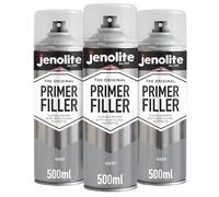 JENOLITE Primer Filler Spray Paint (GREY) | 3 x 500ml | High Fill Multi-Surface Primer Paint | Fills Small Dents & Scratches | Perfect For Car Bodywork, 3D Printer Models & More