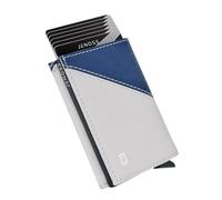 JENOSS Eclipse Full Grain Saffiano Leather Pop Up Premium Smart Wallet for men, Navy & Grey, Carry-on 3.7-inch, Minimalist Smart Casual