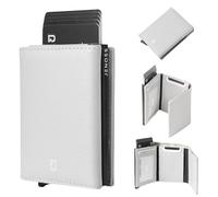 JENOSS Jarvis Agony Full Grain Saffiano Leather Pop Up Premium Smart Wallet for men, Grey & Black, Air Tag Tracker Slot, Airtag Slot