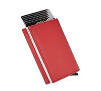 JENOSS Jarvis Agony Full Grain Saffiano Leather Pop Up Premium Smart Wallet for men, Red & Silver, Without Air Tag Tracker Slot, Artisanal Handcrafted