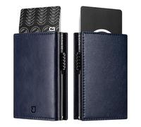 JENOSS Taurus Full Grain Saffiano Leather Pop Up Premium Smart Wallet for men, Navy, Handheld 4-Inch, Minimalism