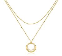 Jenosy Dainty Circle Necklace For Women Personalized Pendant, 18K Gold Plated Adjustable Choker, Layered Locket, Trendy Party Jewelry Gift
