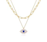 Jenosy Gold Evil Eye Layered Necklace - Personalised Dainty Choker - 18K Gold Plated - Women's Jewellery Gift
