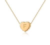 Jenosy Gold Necklace for Women Tiny Gold Initial Heart Necklace Personalised Name Necklace 18K Gold Plated Letter Necklace Dainty Initial Heart Locket Necklaces Jewellery Gift for Women Girls
