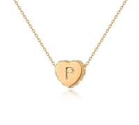 Jenosy Gold Necklace for Women Tiny Gold Initial Heart Necklace Personalised Name Necklace 18K Gold Plated Letter Necklace Dainty Initial Heart Locket Necklaces Jewellery Gift for Women Girls