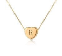 Jenosy Gold Necklace for Women Tiny Gold Initial Heart Necklace Personalised Name Necklace 18K Gold Plated Letter Necklace Dainty Initial Heart Locket Necklaces Jewellery Gift for Women Girls