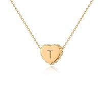 Jenosy Gold Necklace for Women Tiny Gold Initial Heart Necklace Personalised Name Necklace 18K Gold Plated Letter Necklace Dainty Initial Heart Locket Necklaces Jewellery Gift for Women Girls