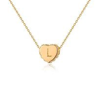 Jenosy Gold Necklace for Women Tiny Gold Initial Heart Necklace Personalised Name Necklace 18K Gold Plated Letter Necklace Dainty Initial Heart Locket Necklaces Jewellery Gift for Women Girls