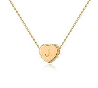 Jenosy Gold Necklace for Women Tiny Gold Initial Heart Necklace Personalised Name Necklace 18K Gold Plated Letter Necklace Dainty Initial Heart Locket Necklaces Jewellery Gift for Women Girls