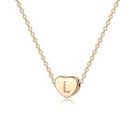 Jenosy Tiny Gold Initial Heart Necklace 18K Gold Plated Handmade Clavicle Chain Necklace Dainty Personalized Letter Heart Choker Necklace A-Z Gifts for Women Girls Necklace Jewelry