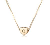 Jenosy Tiny Gold Initial Heart Necklace 18K Gold Plated Handmade Clavicle Chain Necklace Dainty Personalized Letter Heart Choker Necklace A-Z Gifts for Women Girls Necklace Jewelry