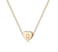 Jenosy Tiny Gold Initial Heart Necklace 18K Gold Plated Handmade Clavicle Chain Necklace Dainty Personalized Letter Heart Choker Necklace A-Z Gifts for Women Girls Necklace Jewelry