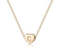 Jenosy Tiny Gold Initial Heart Necklace 18K Gold Plated Handmade Clavicle Chain Necklace Dainty Personalized Letter Heart Choker Necklace A-Z Gifts for Women Girls Necklace Jewelry