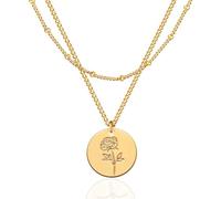 Jenosy Women's Gold Chain with Birth Flowers Personalised Necklace with Flower Delicate Necklace with Birth Flowers Pendant Hypoallergenic 18K Gold-Plated Chain Fashion Jewellery for Women and Girls,