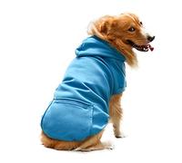 JENPECH Basic Dog Hoodie - Pet Clothes Hooded Sweater with Leash Hole Soft Cotton Coat for Small Medium Large Dogs Blue 2XL
