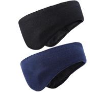 JenPen 2 Pcs Double-layer Ear Warmer for Kids Headband-knit Winter Ear Muffs with Fuzzy Lined Warm Cover for Boy Girl Run Ski, Dark Color, about 8.7 Inch in length and 4.3 Inch in width
