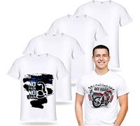 JenPen 5 Pcs Unisex Sublimation Shirts Bulk Blank Polyester T Shirt White Crew Neck Short Sleeve for Women Men Adult Kid, White, Large