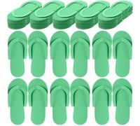 JenPen 60 Pairs Disposable Pedicure Slippers Foam Flip Flops Disposable Flip Flops Multi Color Foldable Pedicure Slippers for Guests Salon Spa Hotel Women, Green, One Size