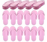 JenPen 60 Pairs Disposable Pedicure Slippers Foam Spa Pedi Flip Flops Bulk Foldable Pedicure Slippers Sandals Shoes for Guest Women Men Salon Spa Hotel Shower Foot Nail Party Supplies, Pink, One Size