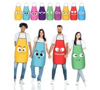 JenPen 9 Pcs Custom Feelings Costume Halloween Emotional Apron for Team Group Women Men Adults 9 Emotions Custom Apron Halloween Kitchen Baking Supplies Gifts for Party
