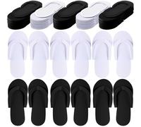 JenPen Disposable Pedicure Slippers Foam Spa Pedi Flip Flops Bulk Foldable Sandals Shoes for Guest Women Men Salon Spa Hotel Shower Foot Nail Party Supplies, White and Black, One Size