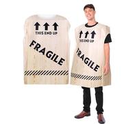 JenPen Fragile Crate Costume for Adults Halloween Fancy Dress Funny Fragile Crate Outfit for Novelty Halloween Cosplay Dress up One Size