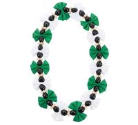 JenPen Graduation Nut Leis Hawaiian Graduation Leis Necklace Kukui Nut Flower Necklace Ribbon Bow Tie Grad Gift, 43.31inch, Imitation Kukui Nuts, Satin, No Gemstone