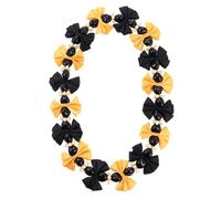 JenPen Graduation Nut Leis Hawaiian Graduation Leis Necklace Kukui Nut Flower Necklace Ribbon Bow Tie Grad Gift, 43.31inch, Plastic, Alexandrite
