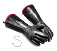 JENPOS BBQ Gloves - 1472°F Thicken Heat Resistant Gloves w/S-Hook 14 in Kitchen Oven Mitts Waterproof Grill Gloves Oil Resistant Grilling Gloves Cooking Gloves for Turkey Fryer/Baking/Oven/Smoker
