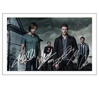 Jensen Ackles, Misha Collins, Mark Sheppard & Jared Padalecki Signed 12x8 Inch Photo Print Pre Printed Signature - Supernatural - Autograph Gift