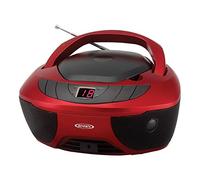 Jensen CD-475R Portable CD Player with AM/FM Radio and Aux Input and Headphone Jack - Red