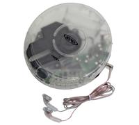 Jensen® CD-60RT Retro Personal Portable CD Player Transparent Clear, FM Radio, 60 - Second Anti Skip, Bass Boost, Earbuds Included